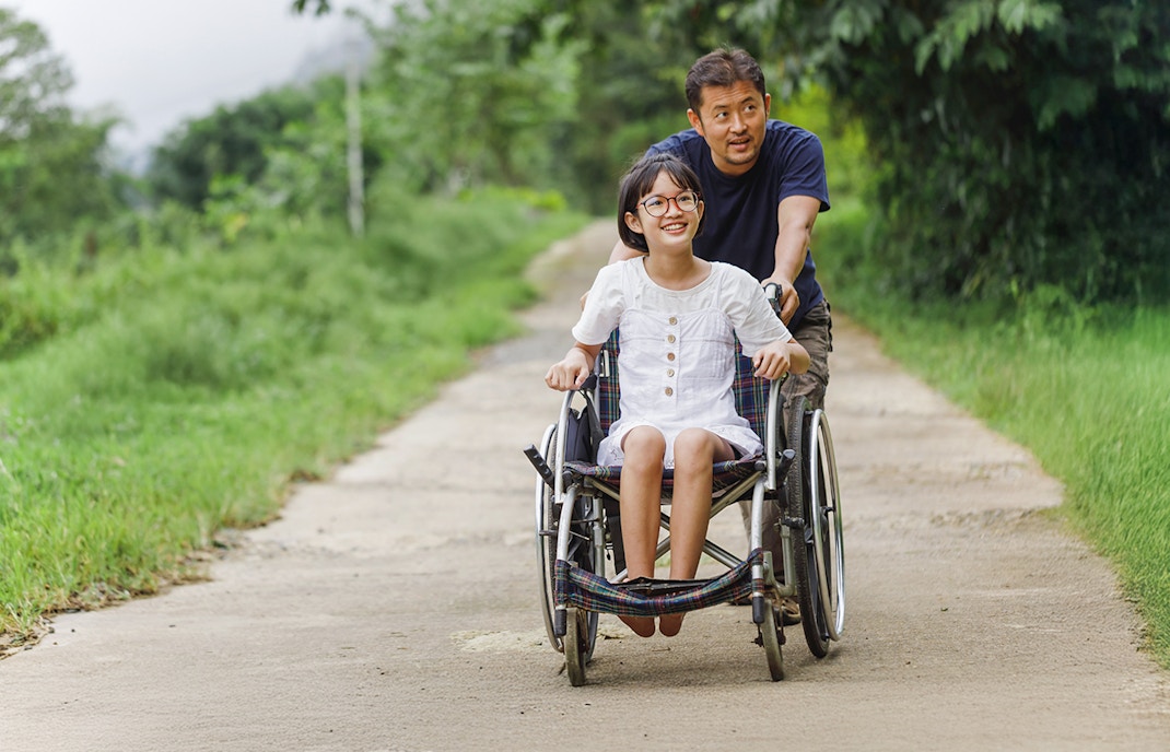 Person in a wheelchair exploring