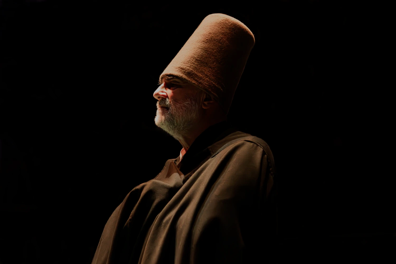 Whirling Dervish in traditional attire at Hodjapasha Show, Istanbul.