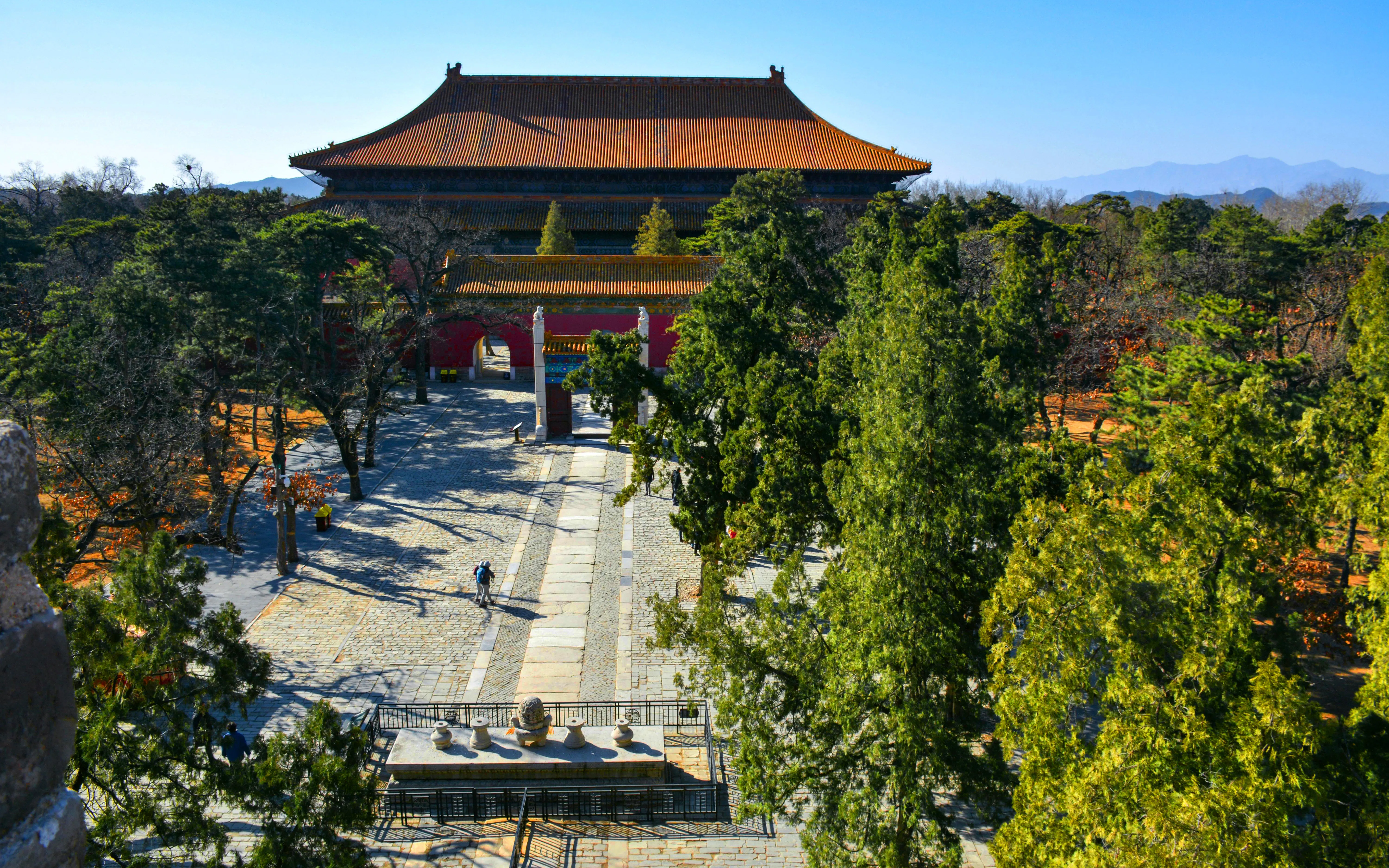 Entrance gate surrounded by trees at the Great Wall of China, Beijing.