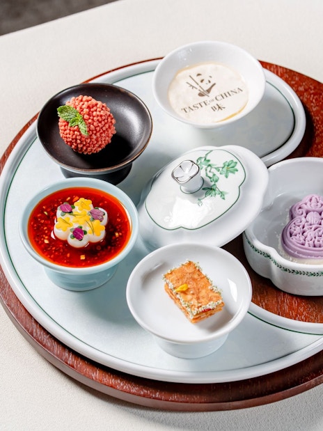 Miniature Chinese dessert set at Taste of China Immersive Restaurant, Shanghai.