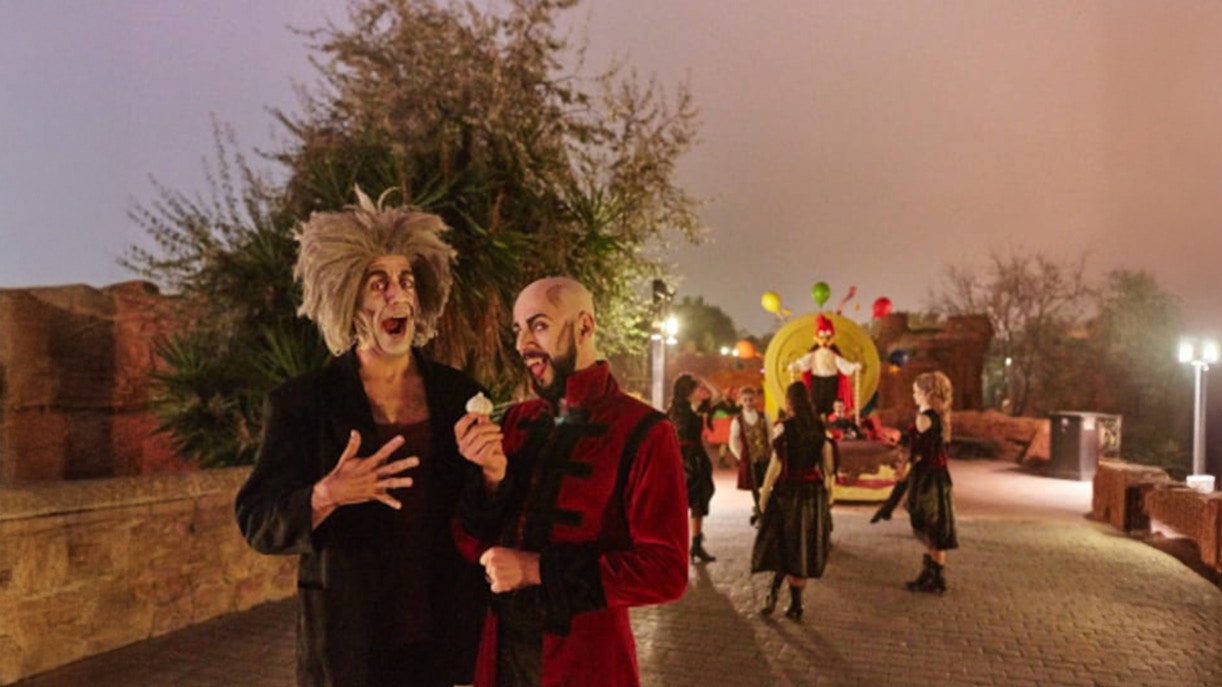 Spooky lights, costumed guests at Port Aventura Halloween
