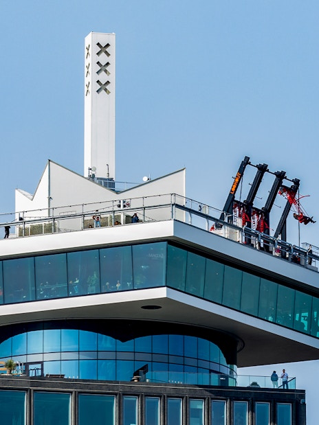 ADAM Lookout observation deck with swing attraction in Amsterdam during daytime.