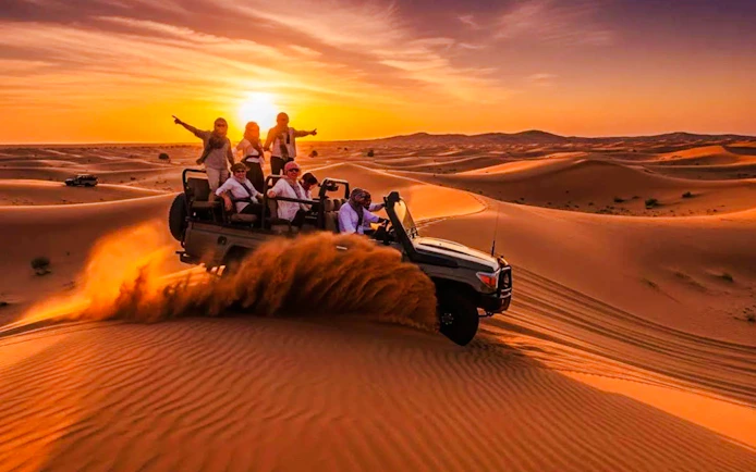 Dubai Red Dunes Desert Safari with BBQ Dinner, Camel Ride, Sandboarding and Hotel Transfers