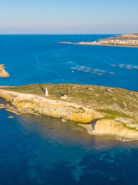 Aerial view of St. Paul's Island in the Mediterranean Sea, Malta, during spring.