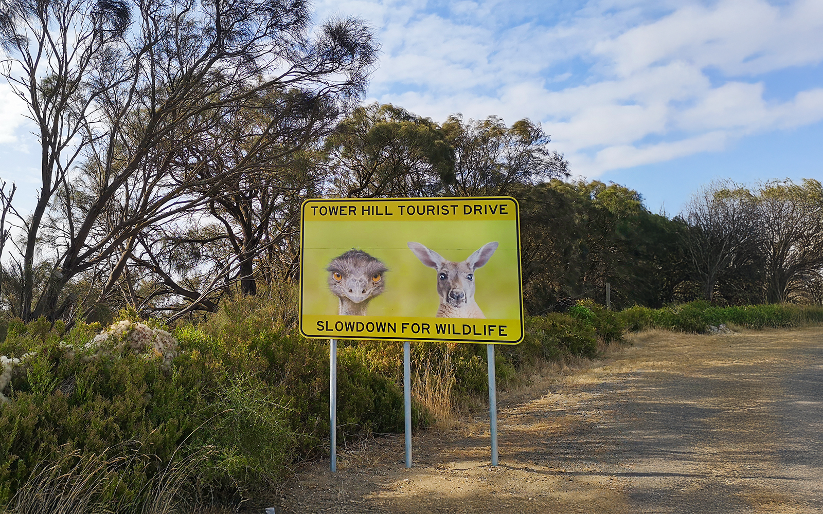 Tower Hill Wildlife Reserve sign in Victoria, Australia.