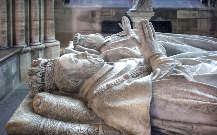 Tomb effigies inside Basilica of Saint-Denis, France.