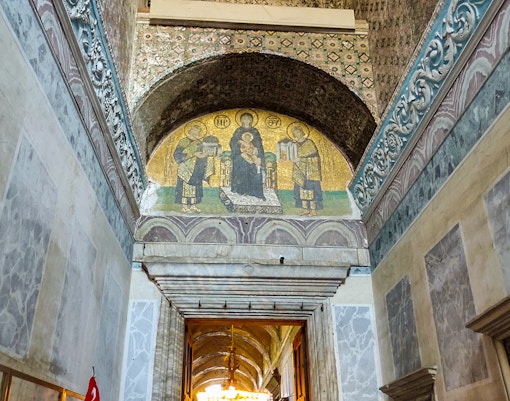 Hagia Sophia entrance door leading to the prayer hall in Istanbul, Turkey.