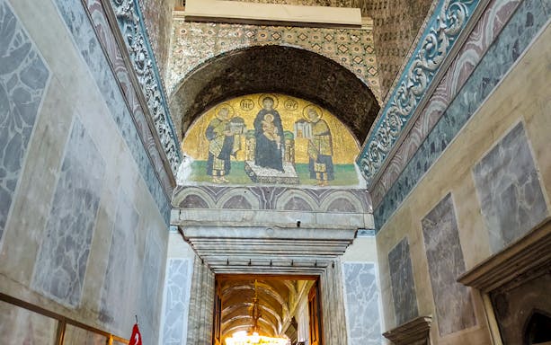 Hagia Sophia entrance door leading to the prayer hall in Istanbul, Turkey.