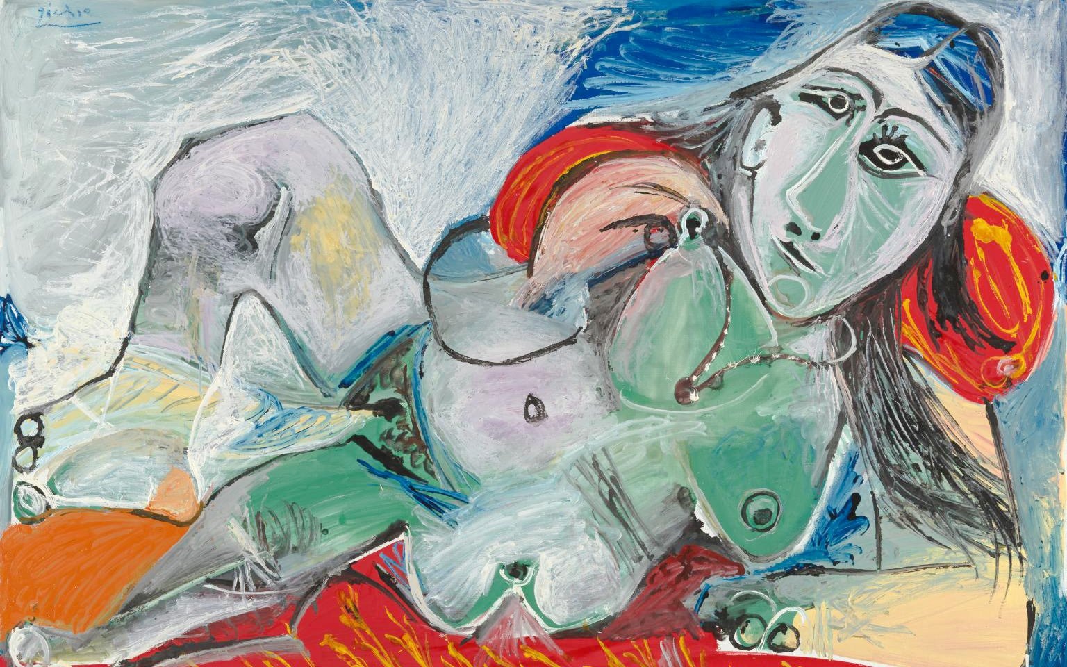 Nude abstract painting by Pablo Picasso, featuring a woman with a necklace at Tate Modern.