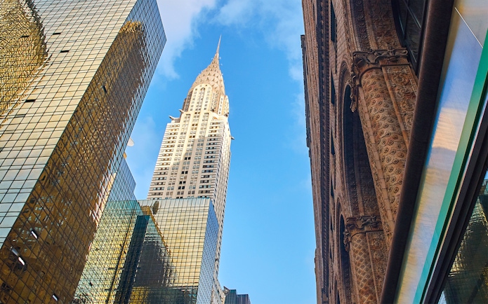 Chrysler Building viewed from street on Empire State Building walking tour, New York City.