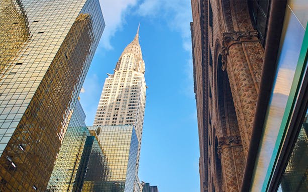 Chrysler Building viewed from street on Empire State Building walking tour, New York City.