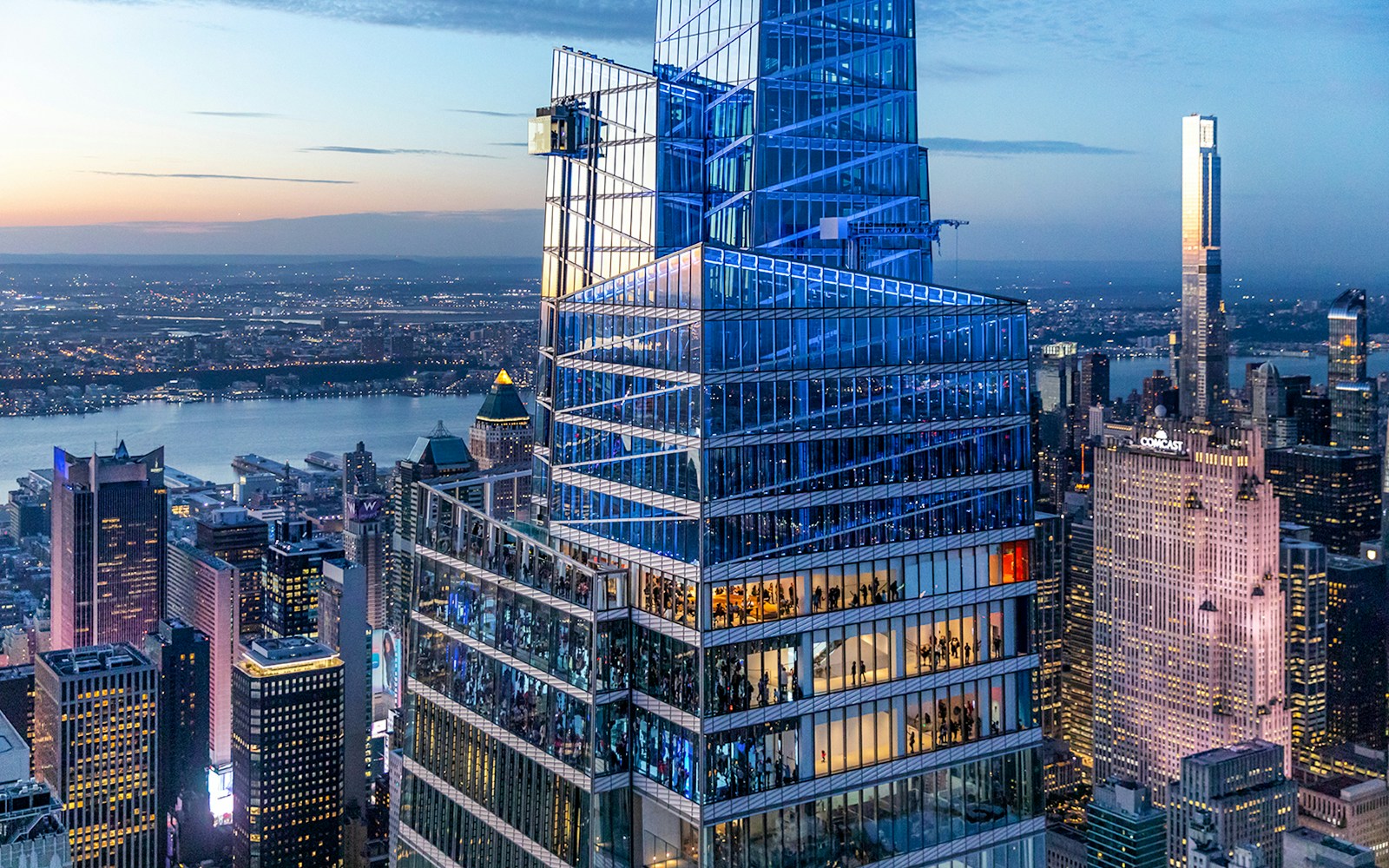 SUMMIT One Vanderbilt observation deck with panoramic views of New York City skyline.