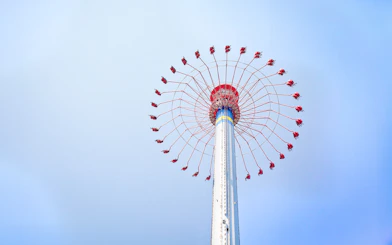 WindSeeker ride at Six Flags King's Dominion against a clear sky.