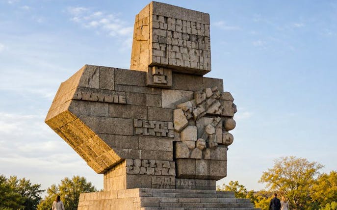 Westerplatte Monument in Gdansk, Poland, commemorating WWII battle site.