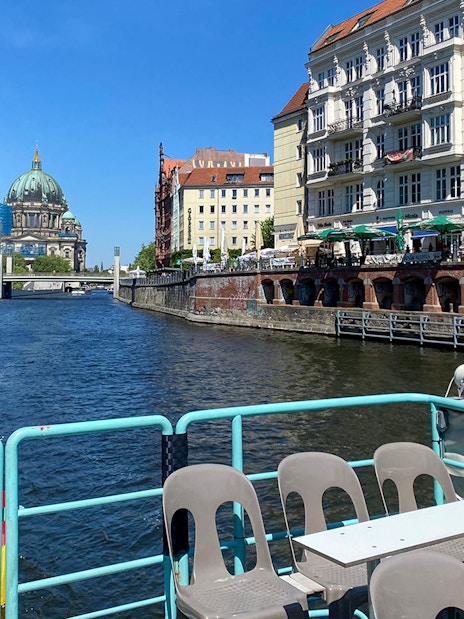 Berlin Cathedral view from river cruise boat on Spree River.
