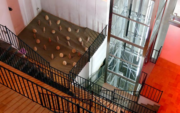 Underground archaeological lift and staircase in Naples, Italy.