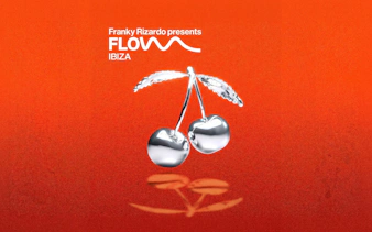Franky Rizardo Flow event logo with silver cherries, Pacha Ibiza.