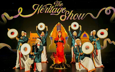 Traditional performers with drums at The Heritage Show in Da Nang, Vietnam.