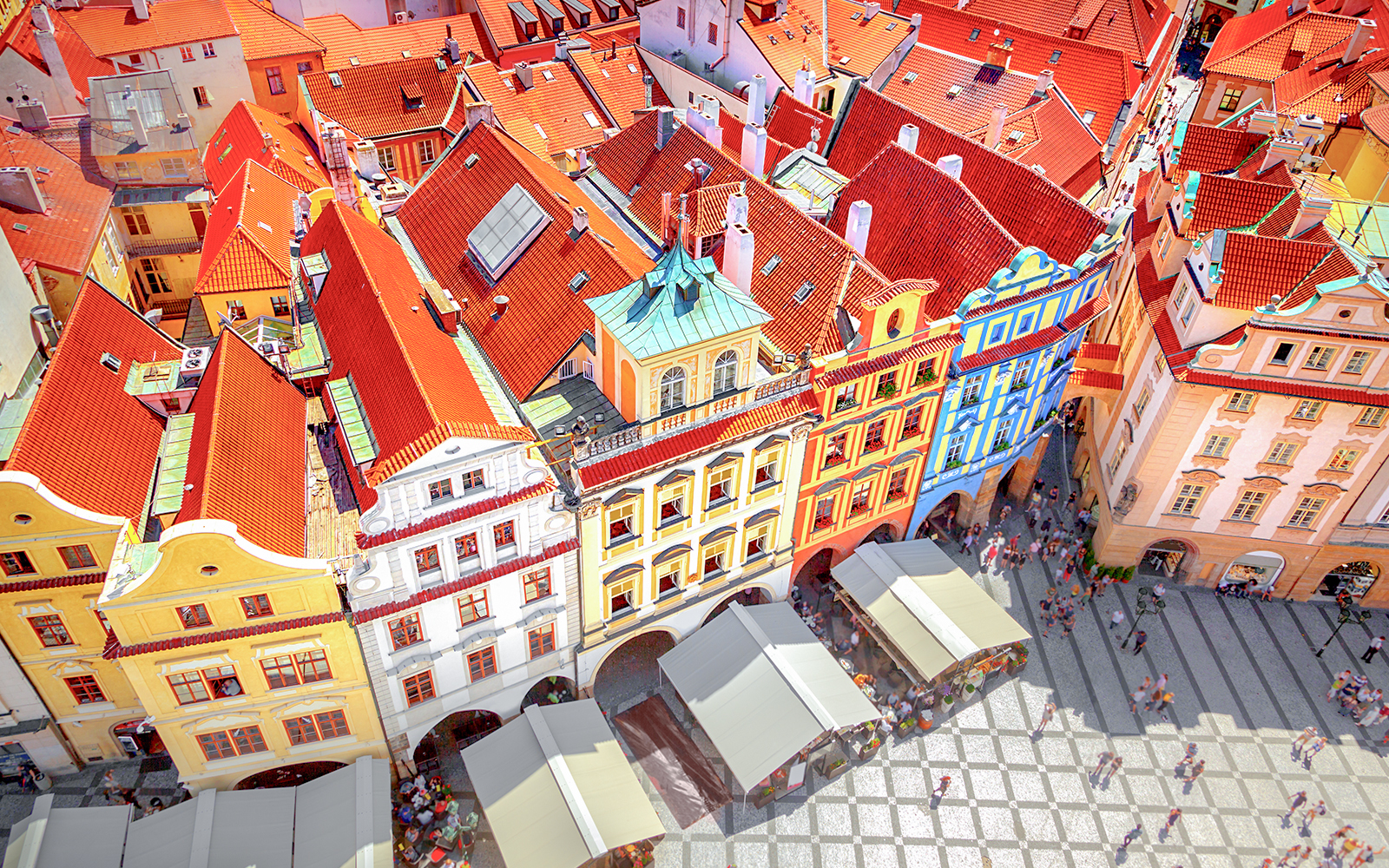 View of buildings and home from top of Astronomical Clock Tower, Prague