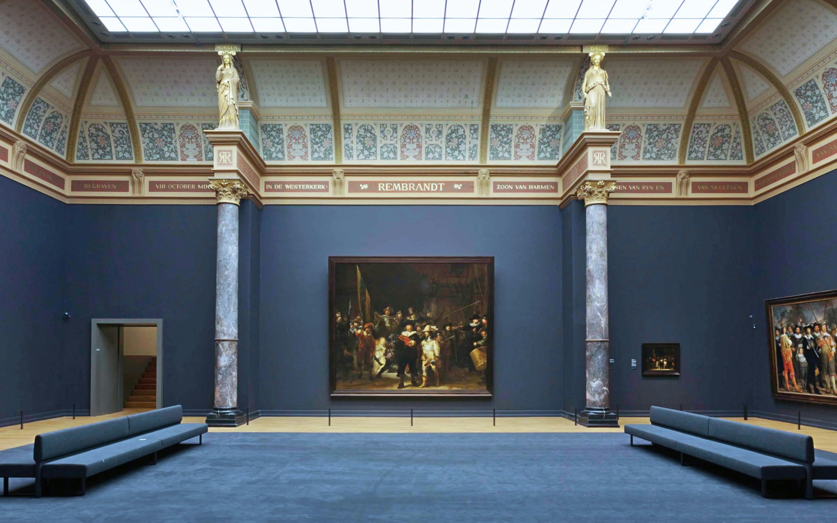 Night Watch painting in the Rijksmuseum gallery, Amsterdam.