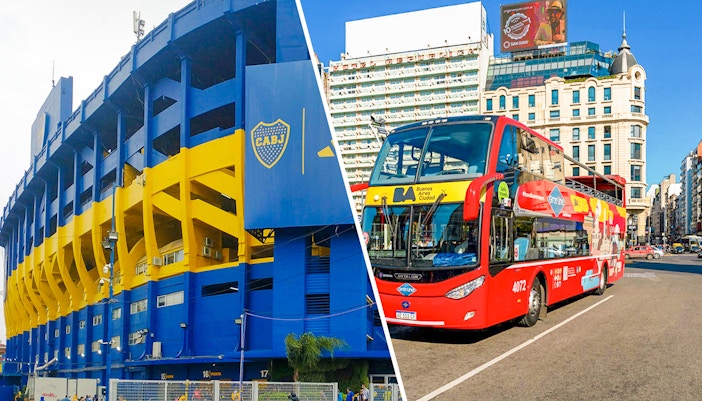 La Bombonera stadium tour and Buenos Aires hop-on hop-off bus experience.