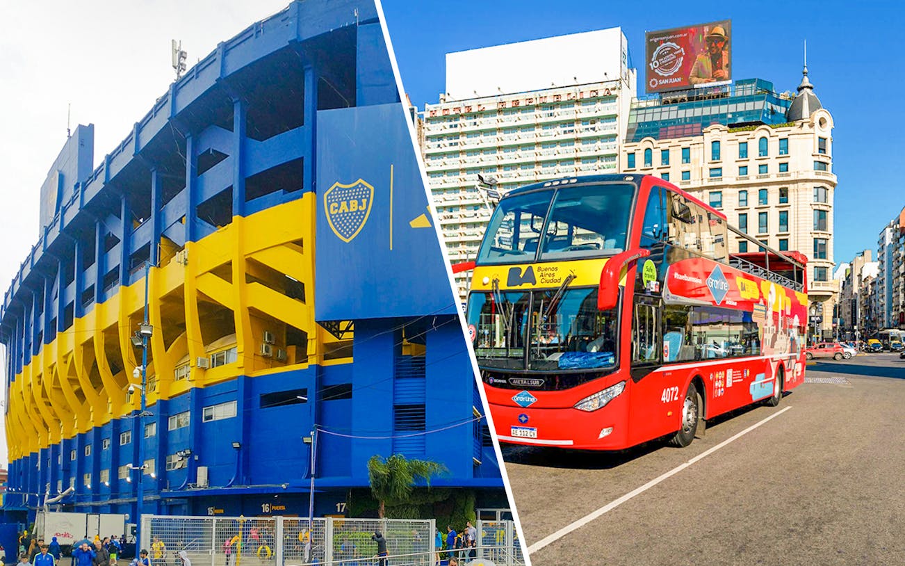 La Bombonera stadium tour and Buenos Aires hop-on hop-off bus experience.