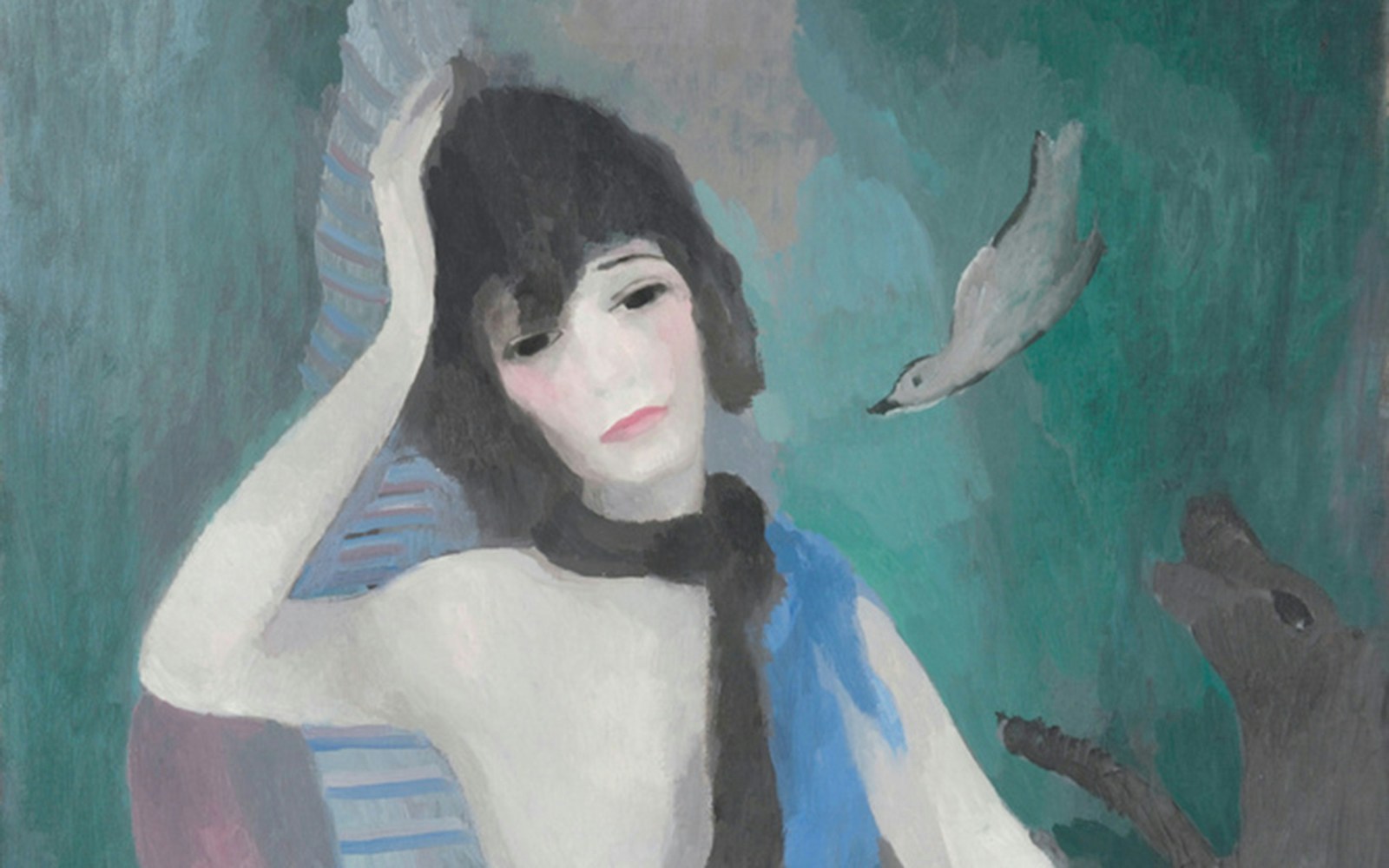 Coco Chanel painting by Marie Laurencin displayed in Orangerie Museum, Paris.