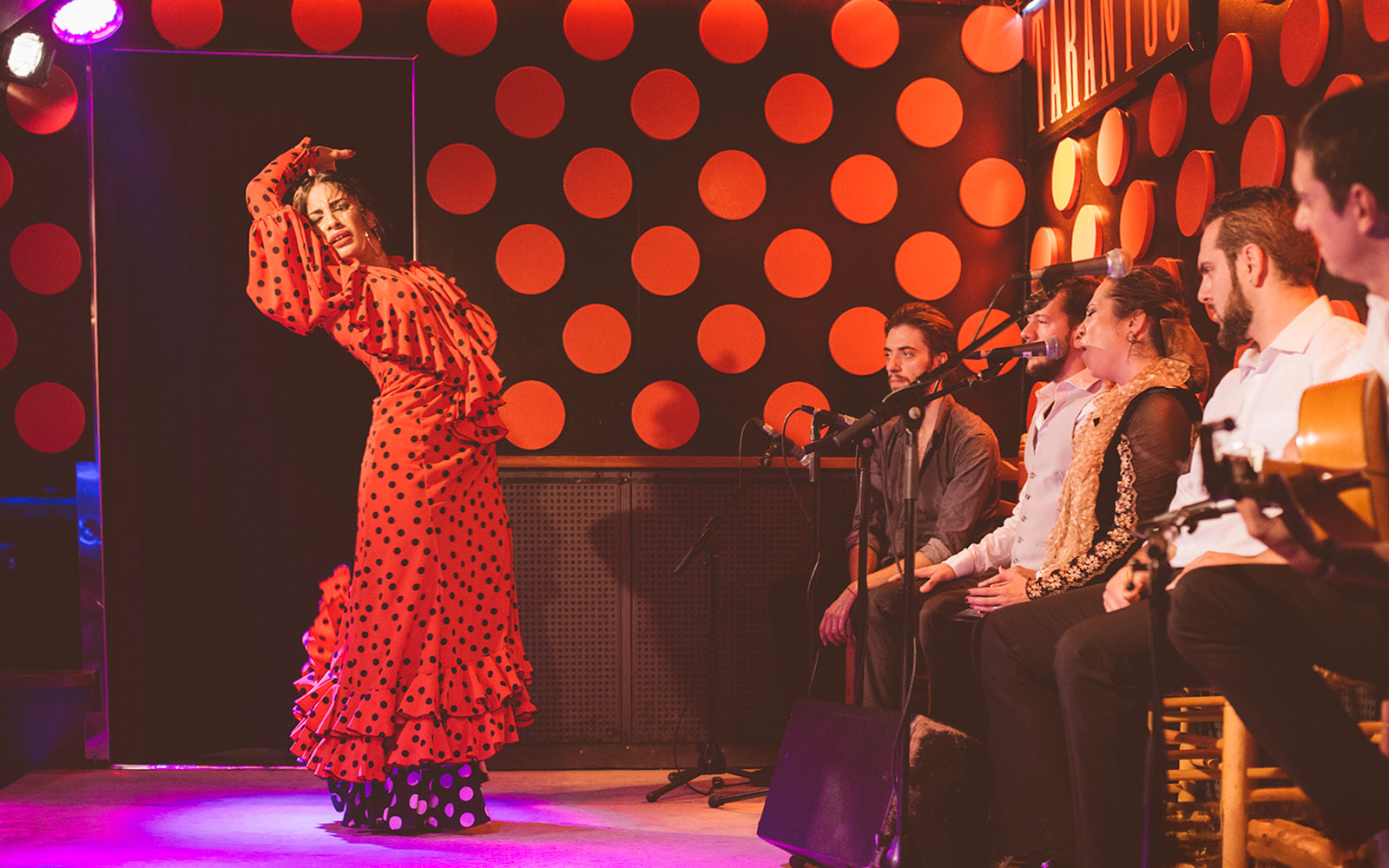 Flamenco dancer performing at Los Tarantos Flamenco Show in Barcelona.