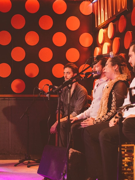 Flamenco dancer performing at Los Tarantos Flamenco Show in Barcelona.