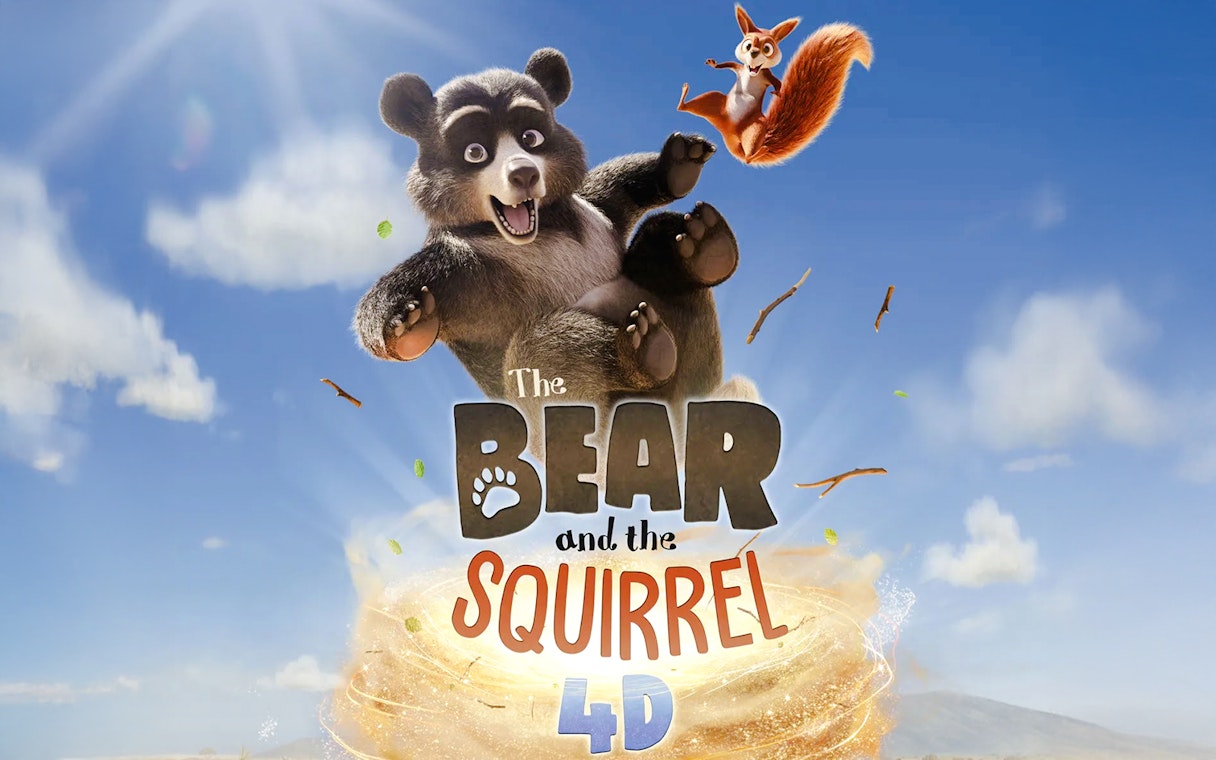 4D cinema poster featuring animated bear and squirrel at Sea Life Bangkok.