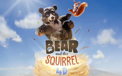 4D cinema poster featuring animated bear and squirrel at Sea Life Bangkok.