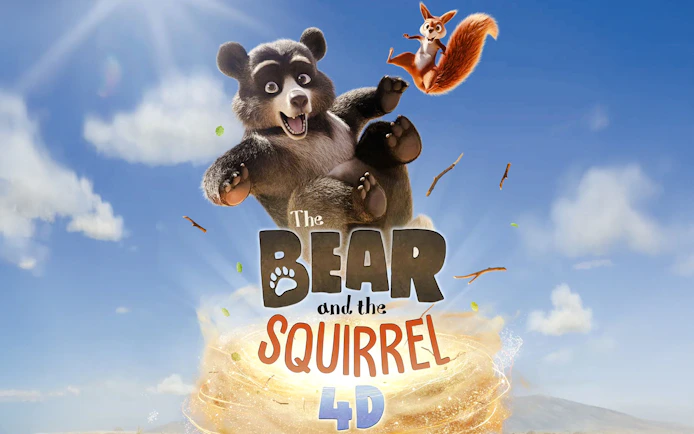 4D cinema poster featuring animated bear and squirrel at Sea Life Bangkok.