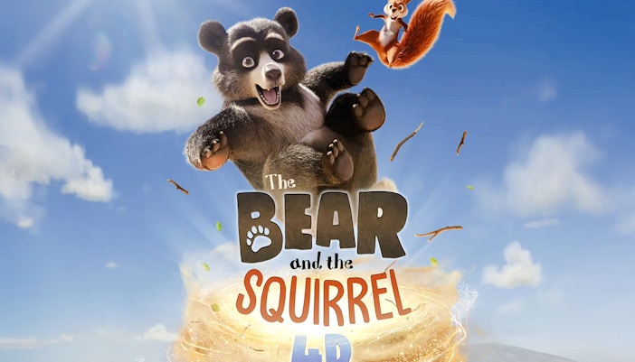 4D cinema poster featuring animated bear and squirrel at Sea Life Bangkok.