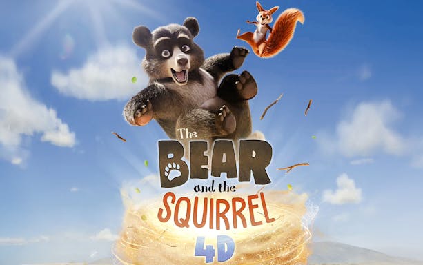 4D cinema poster featuring animated bear and squirrel at Sea Life Bangkok.