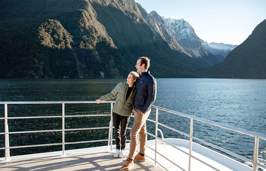 Couple enjoying the view at Milford Sound