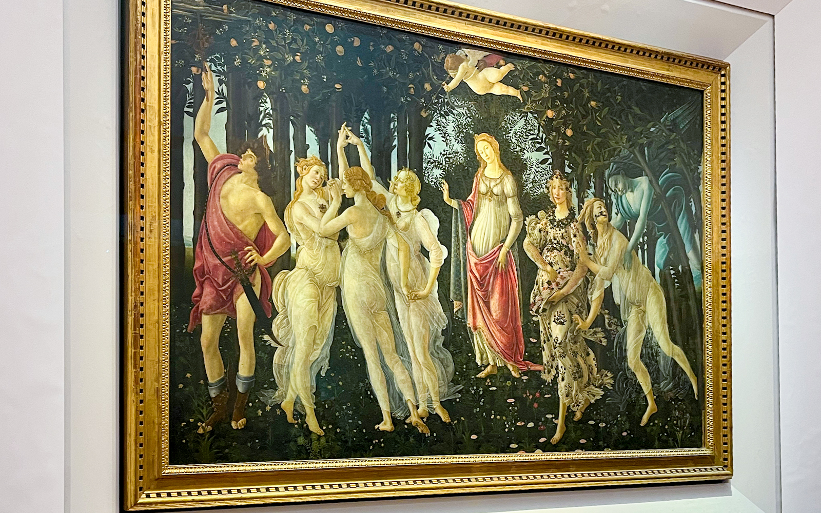 Primavera painting by Sandro Botticelli displayed at Uffizi Gallery, Florence.