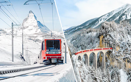 Round-Trip Train Tickets to Mount Gornergrat from Zermatt + Glacier Express: Panoramic Train between Zermatt, Chur and St. Moritz