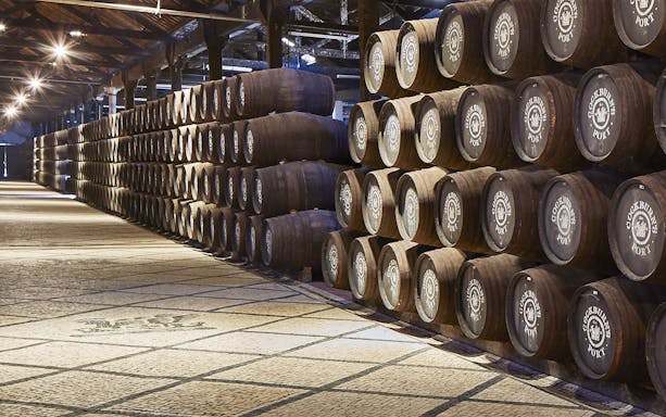 Barrels of Cockburn's Port in a cellar for the French tour and Super Premium tasting.