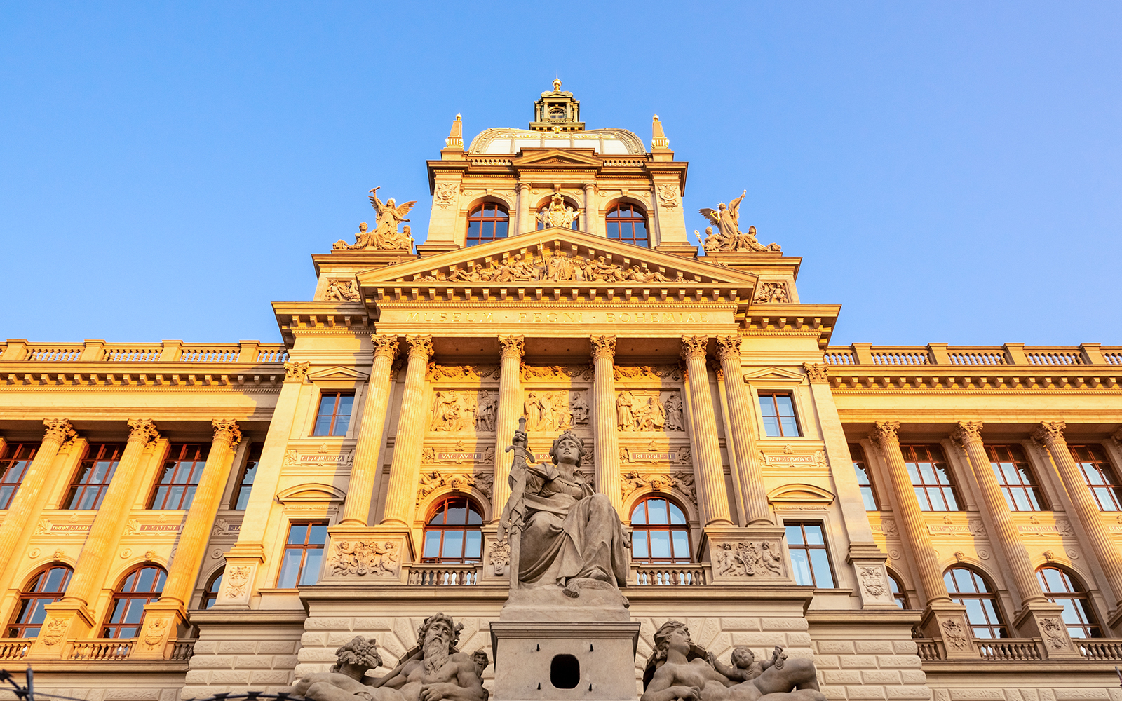 Detailed view of Czech National Museum in Prague, Czech Republic.