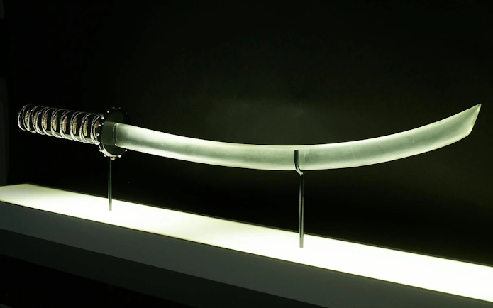 Katana sword display at Stichting Diamant Museum Amsterdam.