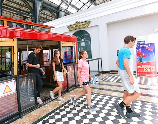 Visitors exiting cable car at Sun World Fansipan Legend station.