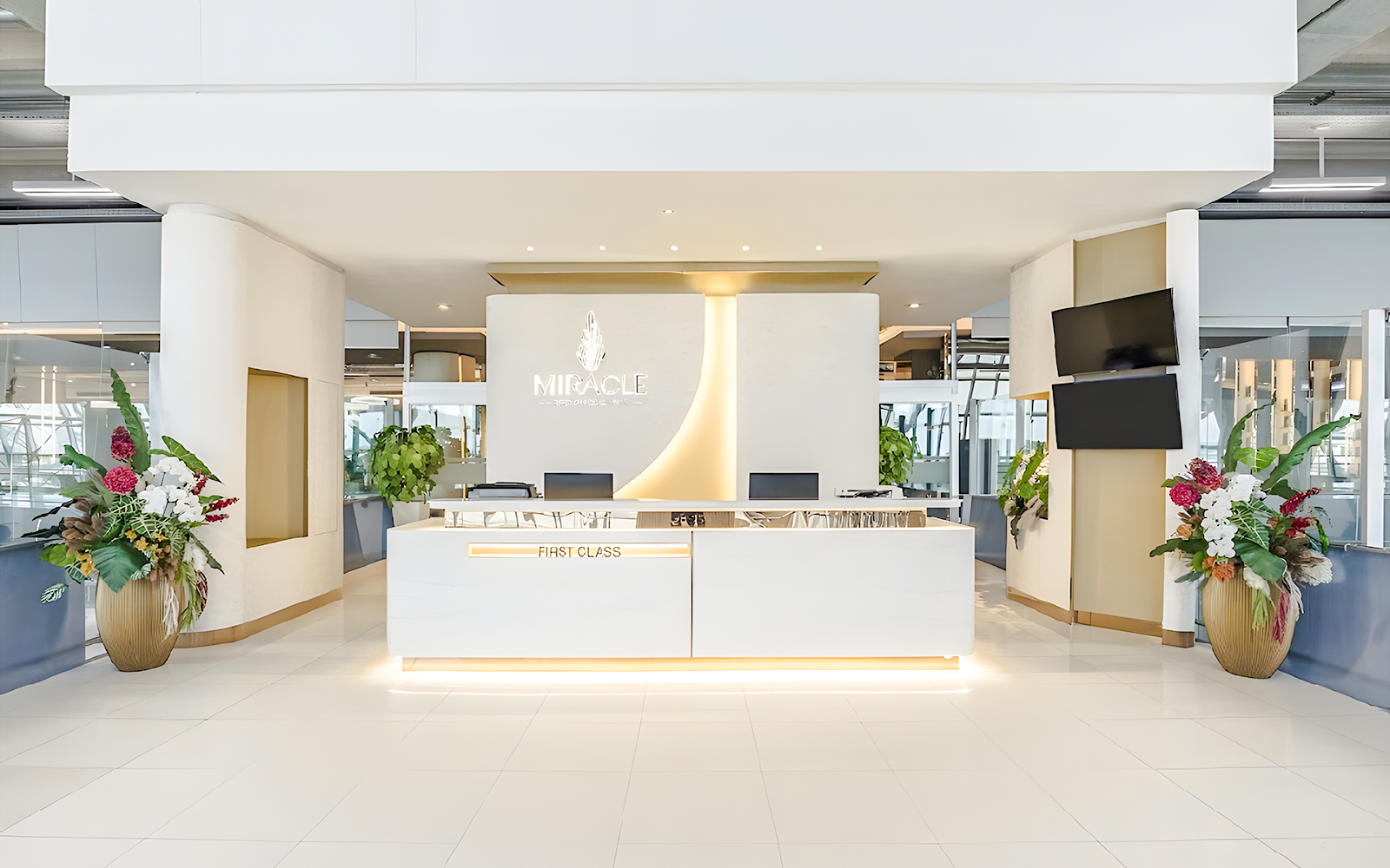 Miracle Lounge reception area at Bangkok Airport, Thailand.