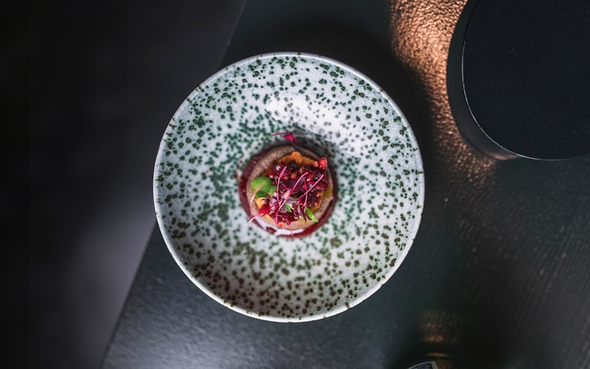 Dish served at Moon revolving restaurant, part of A'DAM LOOKOUT experience in Amsterdam.