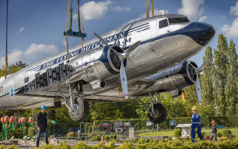 KLM airplane model at Madurodam miniature park in the Netherlands.