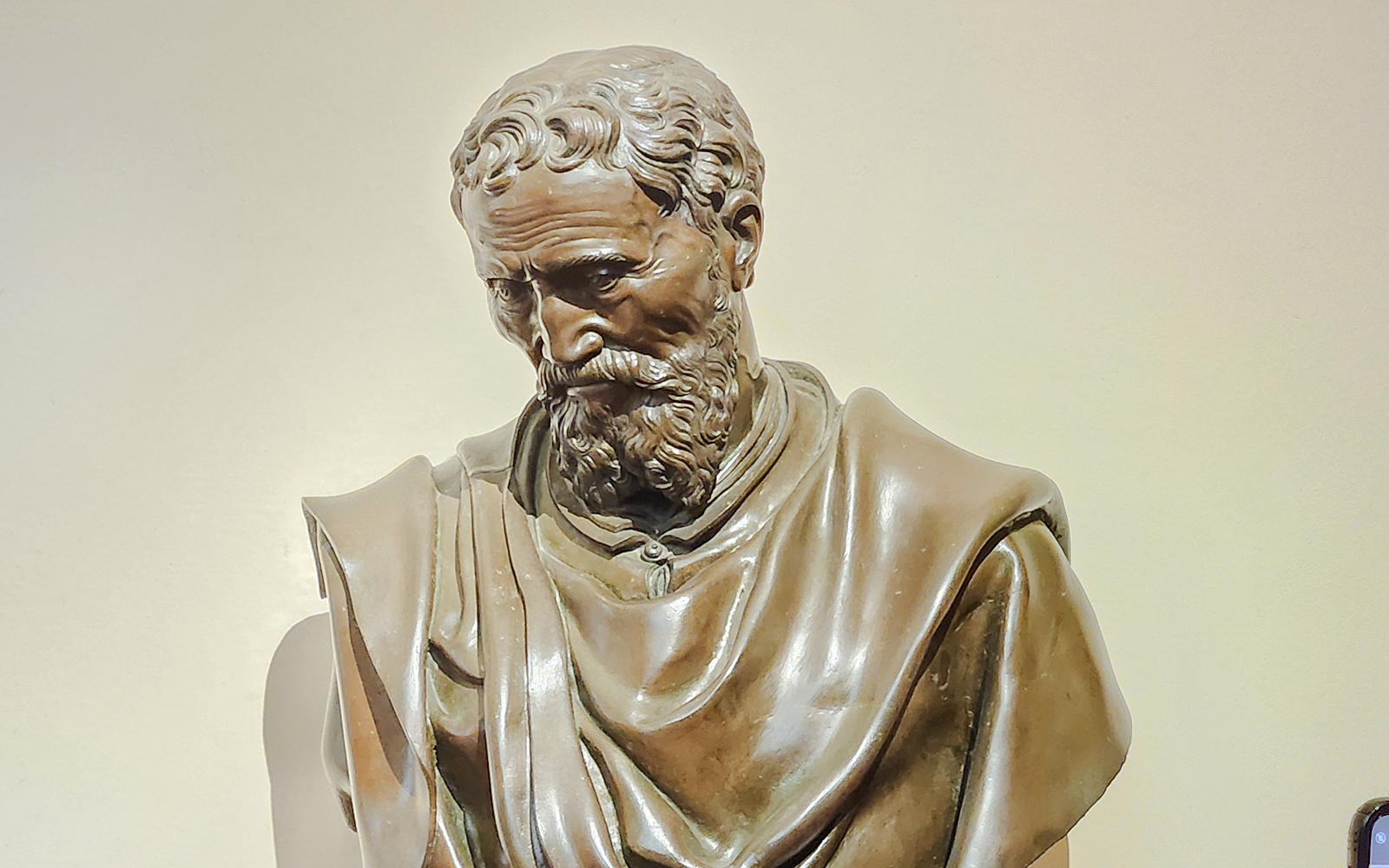 Bronze bust of Michelangelo in Accademia Gallery, Florence.