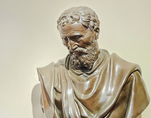 Bronze bust of Michelangelo in Accademia Gallery, Florence.