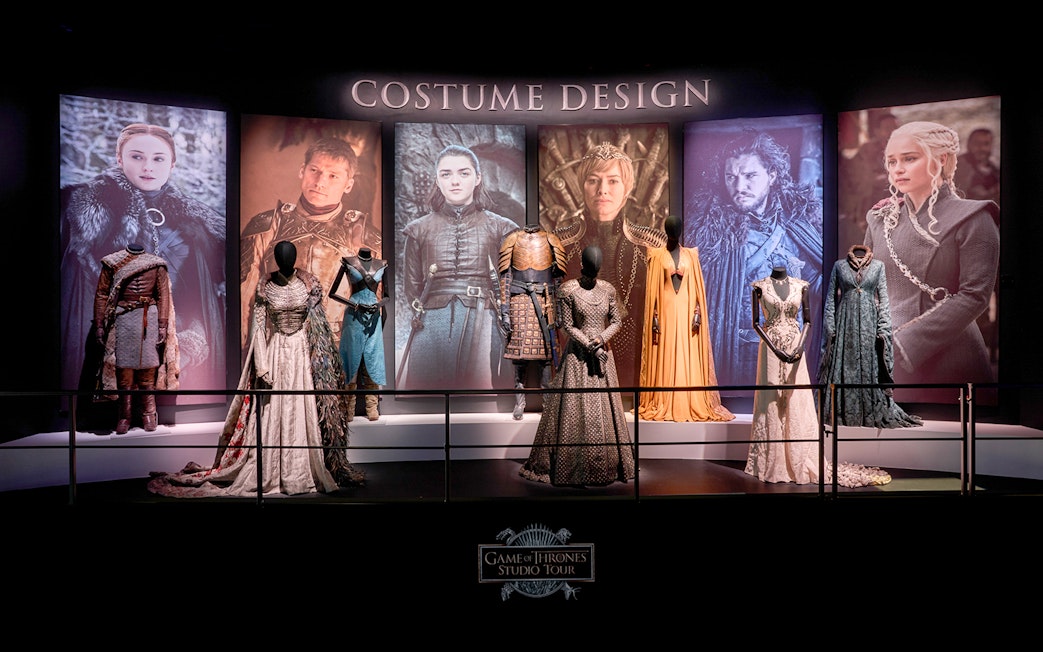 Costumes from Game of Thrones characters on display at the studio tour.