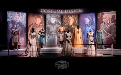 Costumes from Game of Thrones characters on display at the studio tour.