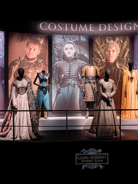 Costumes from Game of Thrones characters on display at the studio tour.