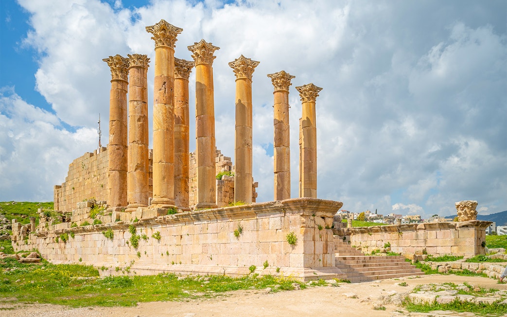 Ancient Roman columns at Ephesus archaeological site, Turkey.